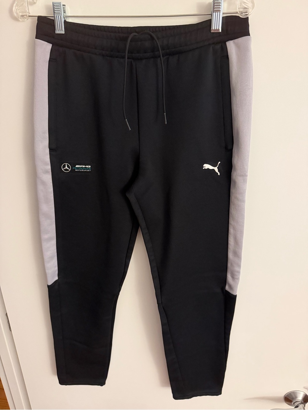 Puma Black Joggers with Light Gray Side Panels
